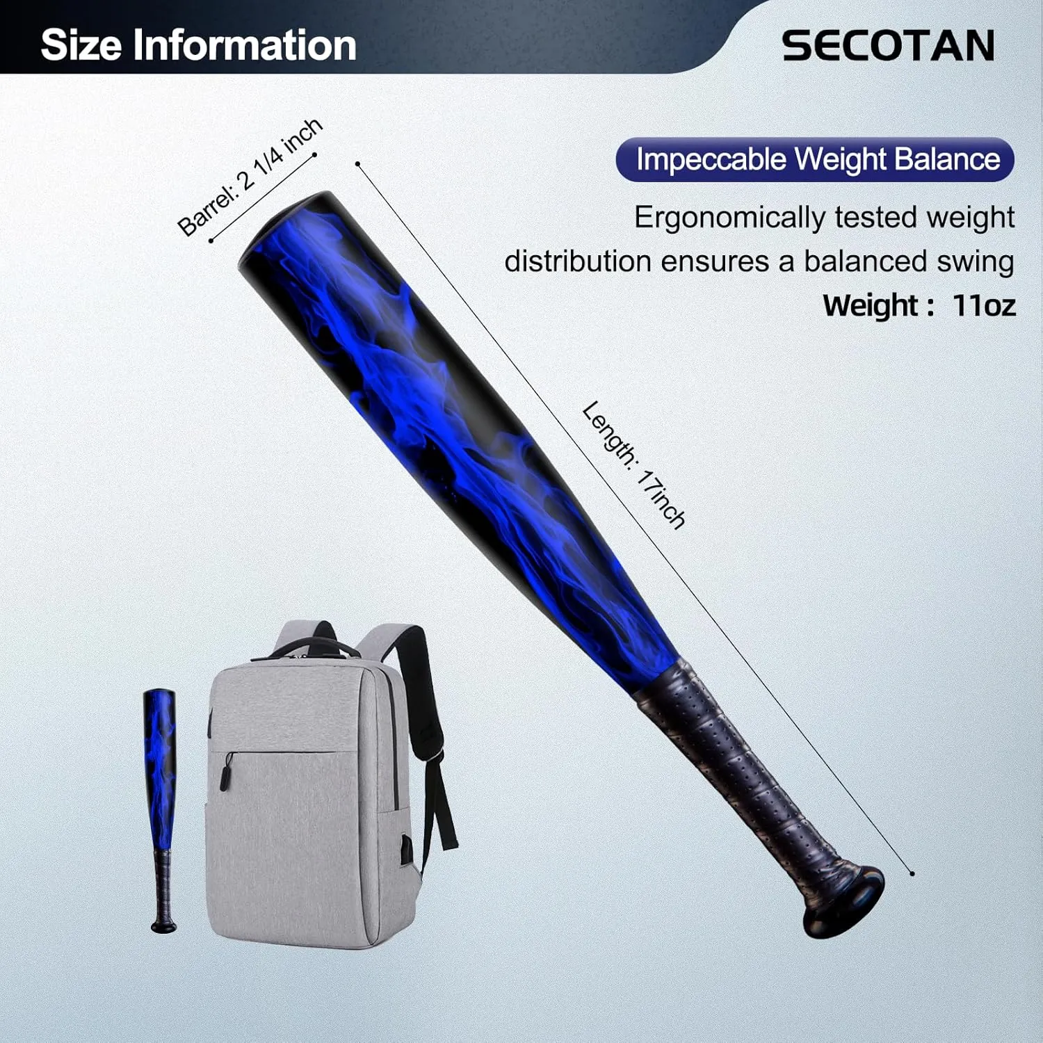Baseball Bat, Aluminum One Hand 17-Inch Training Bat, Softball Bat, Home/Car/Self Defense, Batting Practice, Aluminum Bat, Truck Tire Checker Bat
