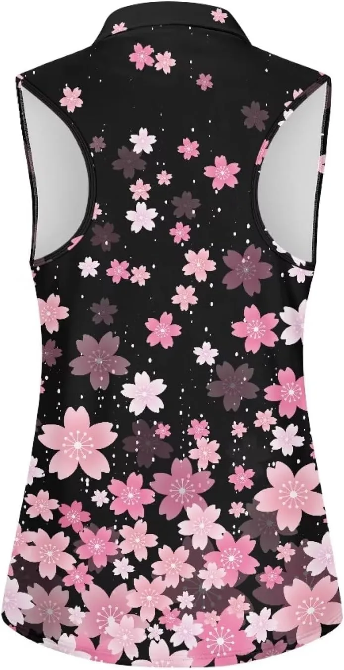 Biyejit Women's Sleeveless Golf Shirts Racerback Workout Tank Tops Lightweight Moisture Wicking Polo Shirts Casual T Shirt