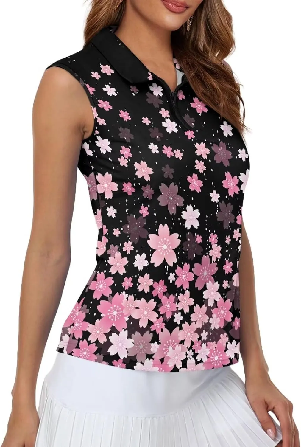 Biyejit Women's Sleeveless Golf Shirts Racerback Workout Tank Tops Lightweight Moisture Wicking Polo Shirts Casual T Shirt