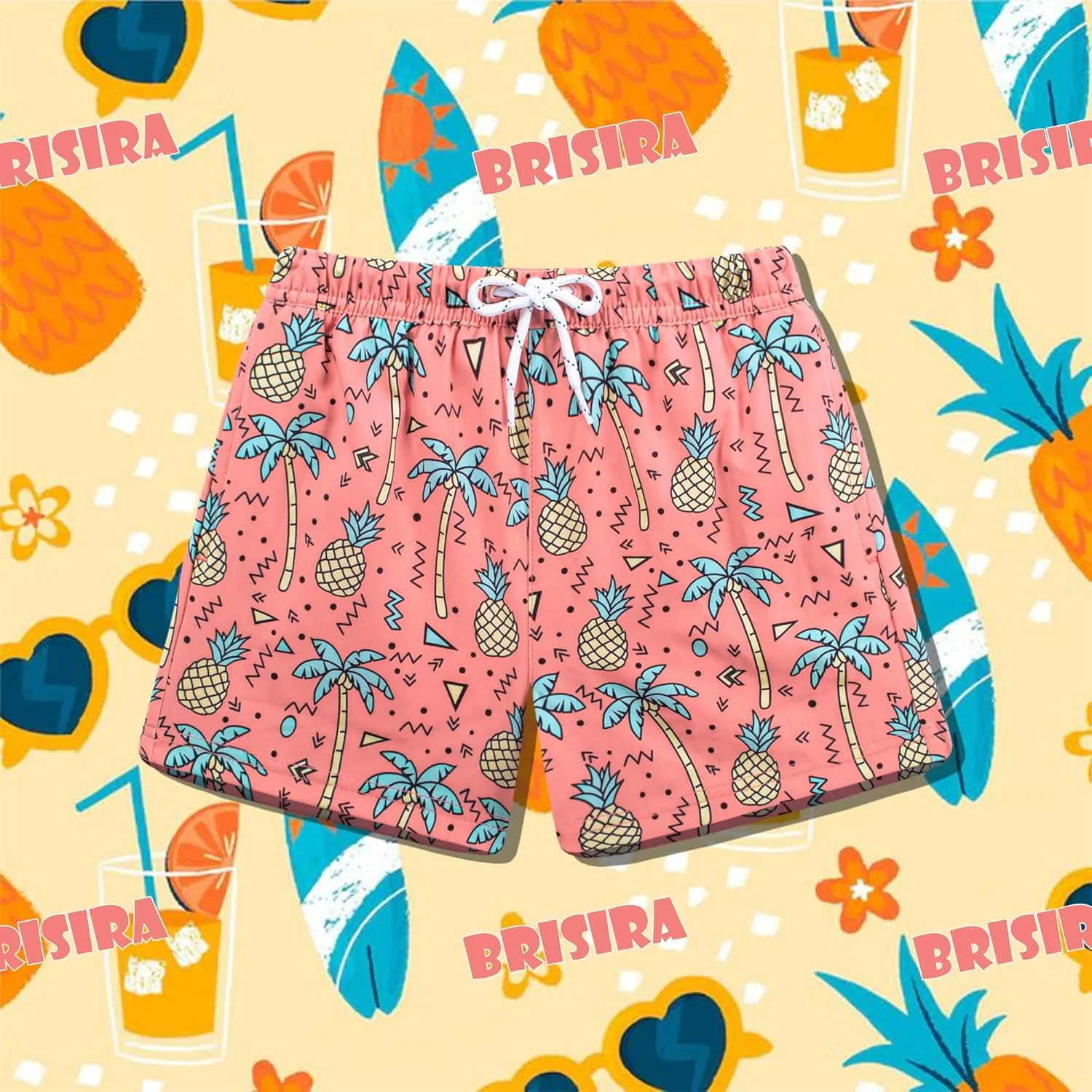 BRISIRA Toddler Boys Swim Trunks Swimsuit Boys Bathing Suit Compression Boxer Brief Liner Anti-Chafe Little Kids Baby 12m-5t