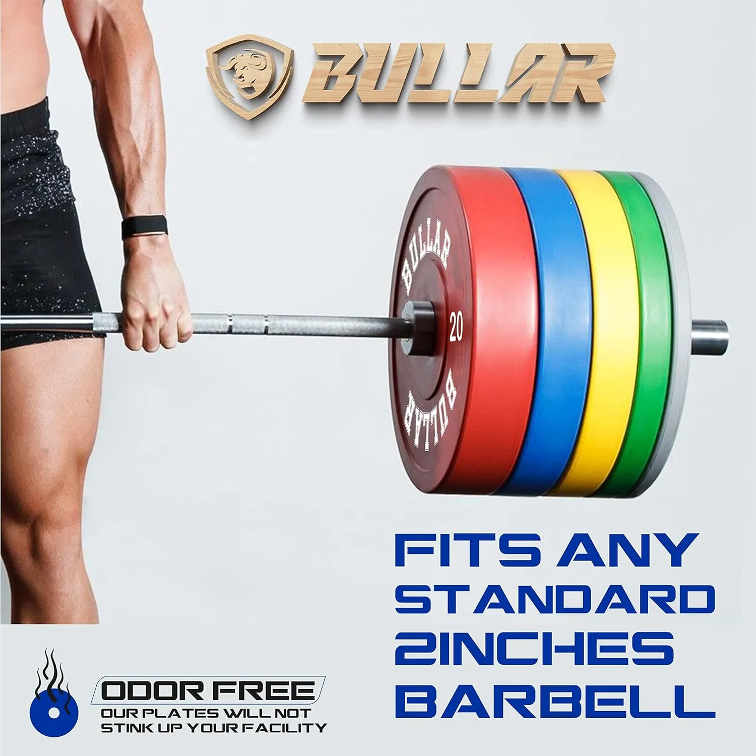 Bumper plates with olympic barbell (60 KG SET(15x2 10x2 5x2))