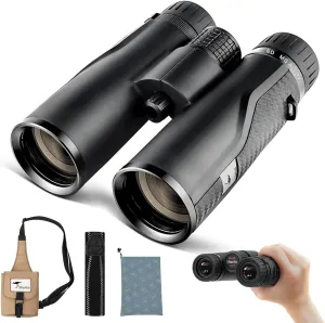 ED HD Binoculars 8x42 for Adults, Waterproof & Fogproof with Magnesium Alloy Body, BAK4 Prism - High Power Binoculars for Bird Watching, Hunting, Travel & Outdoor Sports, Compact Low Light Vision