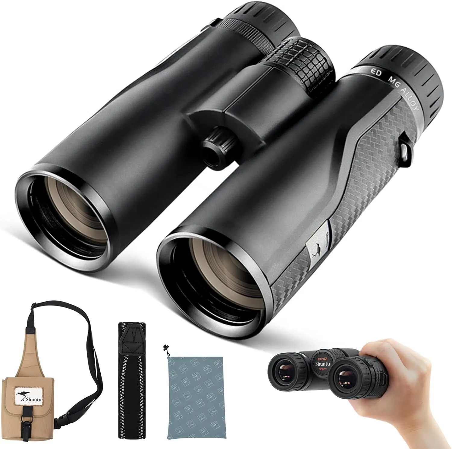 ED HD Binoculars 8x42 for Adults, Waterproof & Fogproof with Magnesium Alloy Body, BAK4 Prism - High Power Binoculars for Bird Watching, Hunting, Travel & Outdoor Sports, Compact Low Light Vision