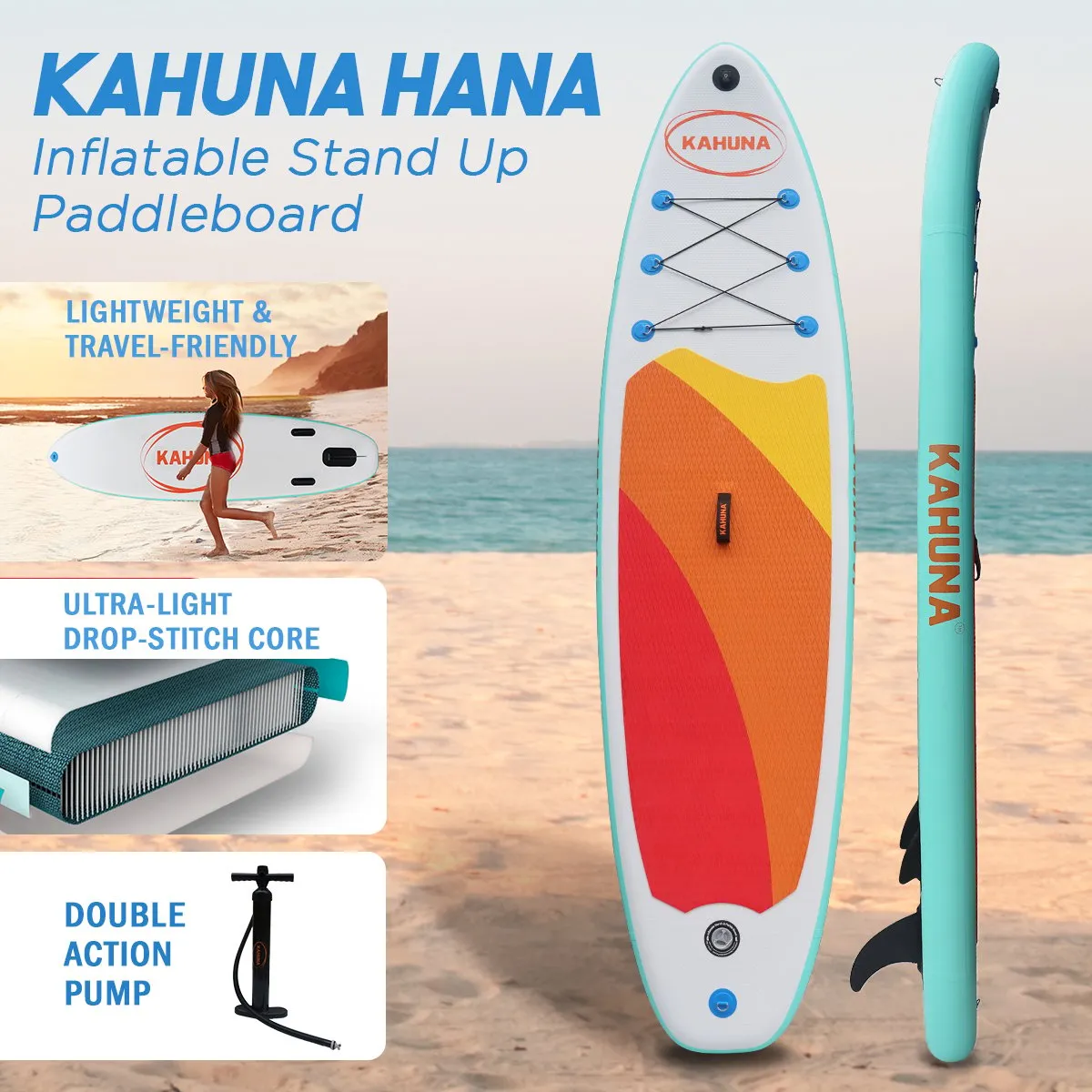 Extra-Wide Inflatable Stand Up Paddle Board 11FT iSUP Set Kahuna Hana