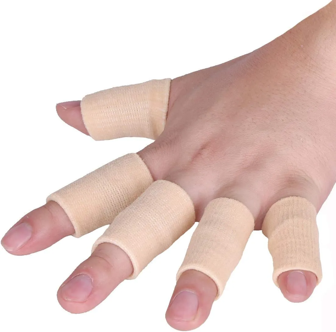Finger Sleeves, Thumb Splint Brace for Finger Support, Relieve Pain for Arthritis,Triggger Finger, Compression Aid for Sports, Beige