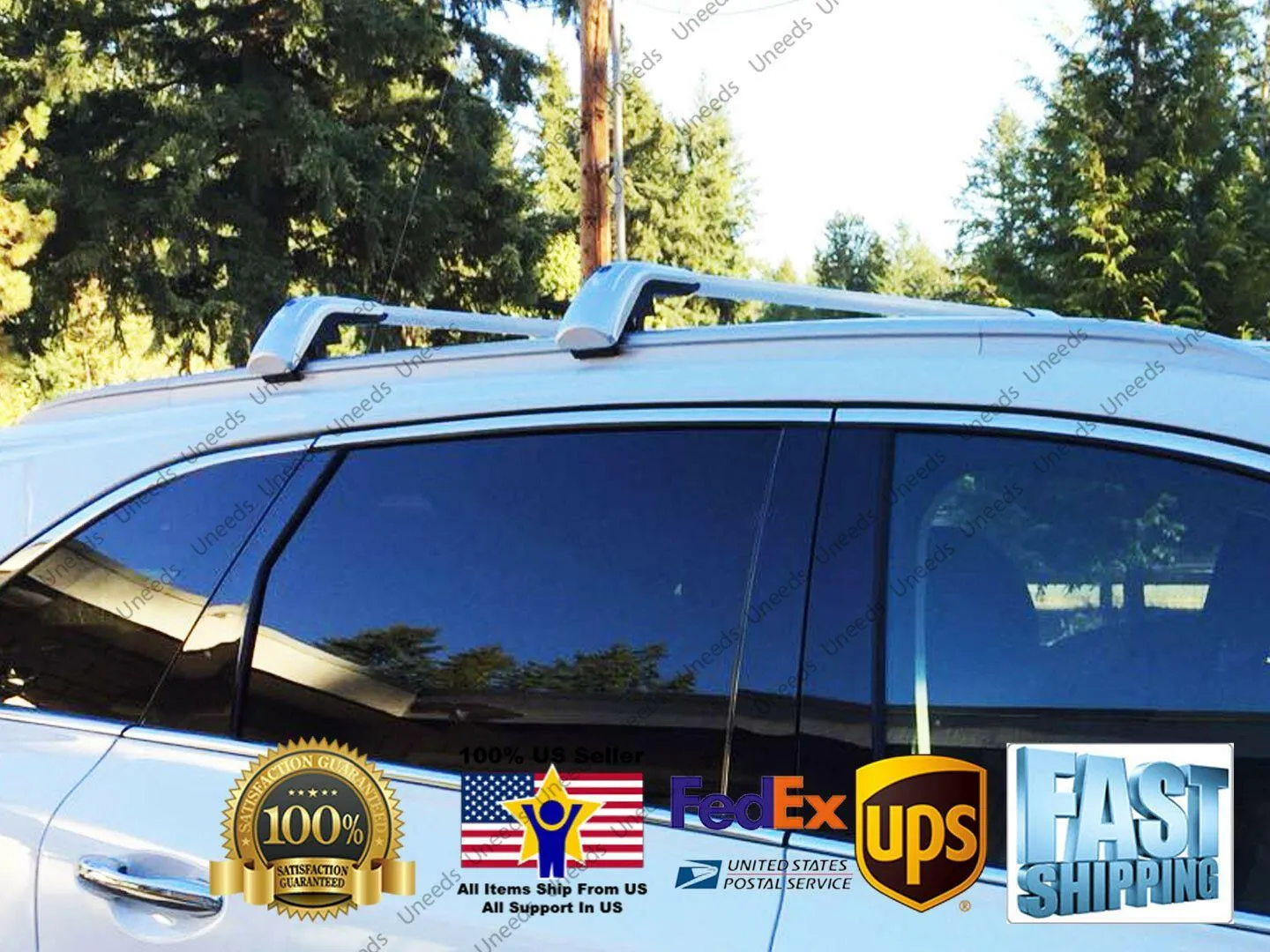 Fit 2010-2025 AUDI Q7 Baggage Luggage Cross Bar Crossbar Sliver Top Roof Rack