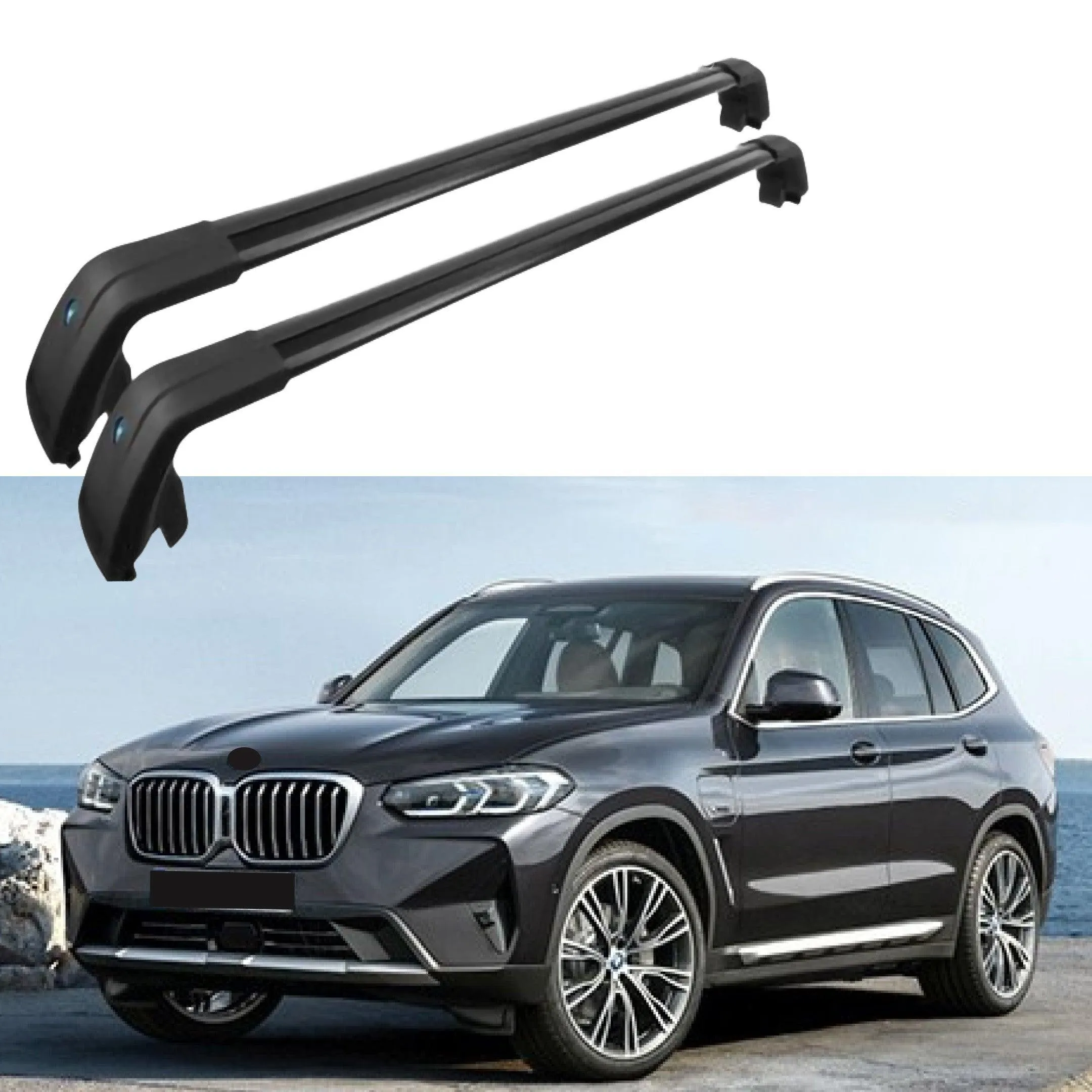 Fit 2011-2021 BMW X3 F25 Black Roof Rack Baggage Luggage Cross Bar Crossbar