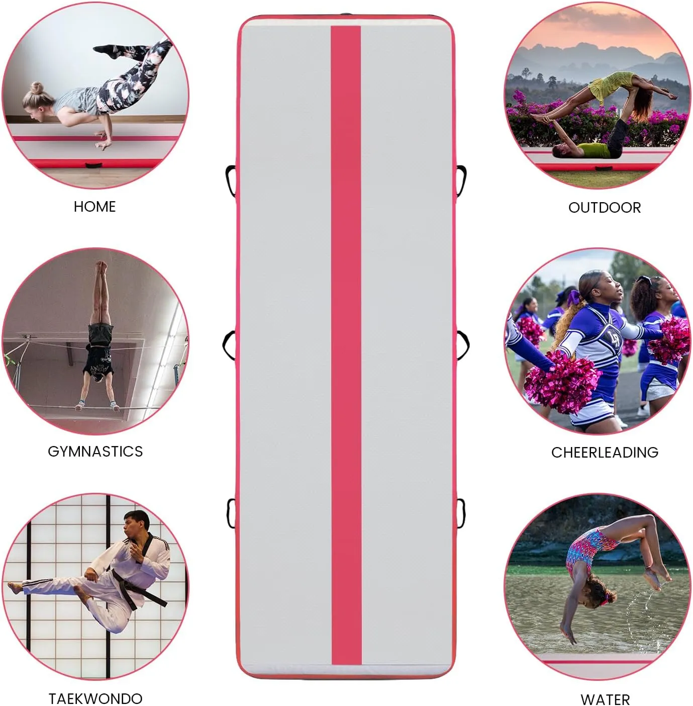 FunWater Inflatable Gymnastics Mat 10ft/13ft Tumble Track Tumbling Mat 4in Thick Gymnastic Mats for Kids with Electric Pump for Home Use/Training/Cheerleading/Gym/Yoga