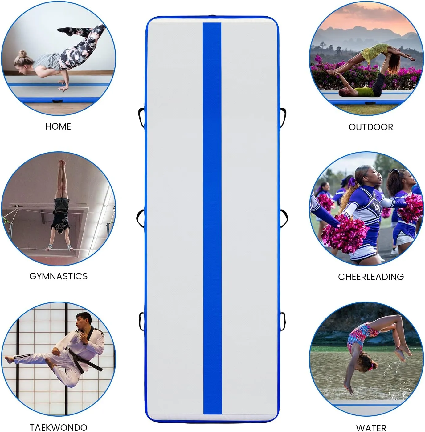 FunWater Inflatable Gymnastics Mat 10ft/13ft Tumble Track Tumbling Mat 4in Thick Gymnastic Mats for Kids with Electric Pump for Home Use/Training/Cheerleading/Gym/Yoga