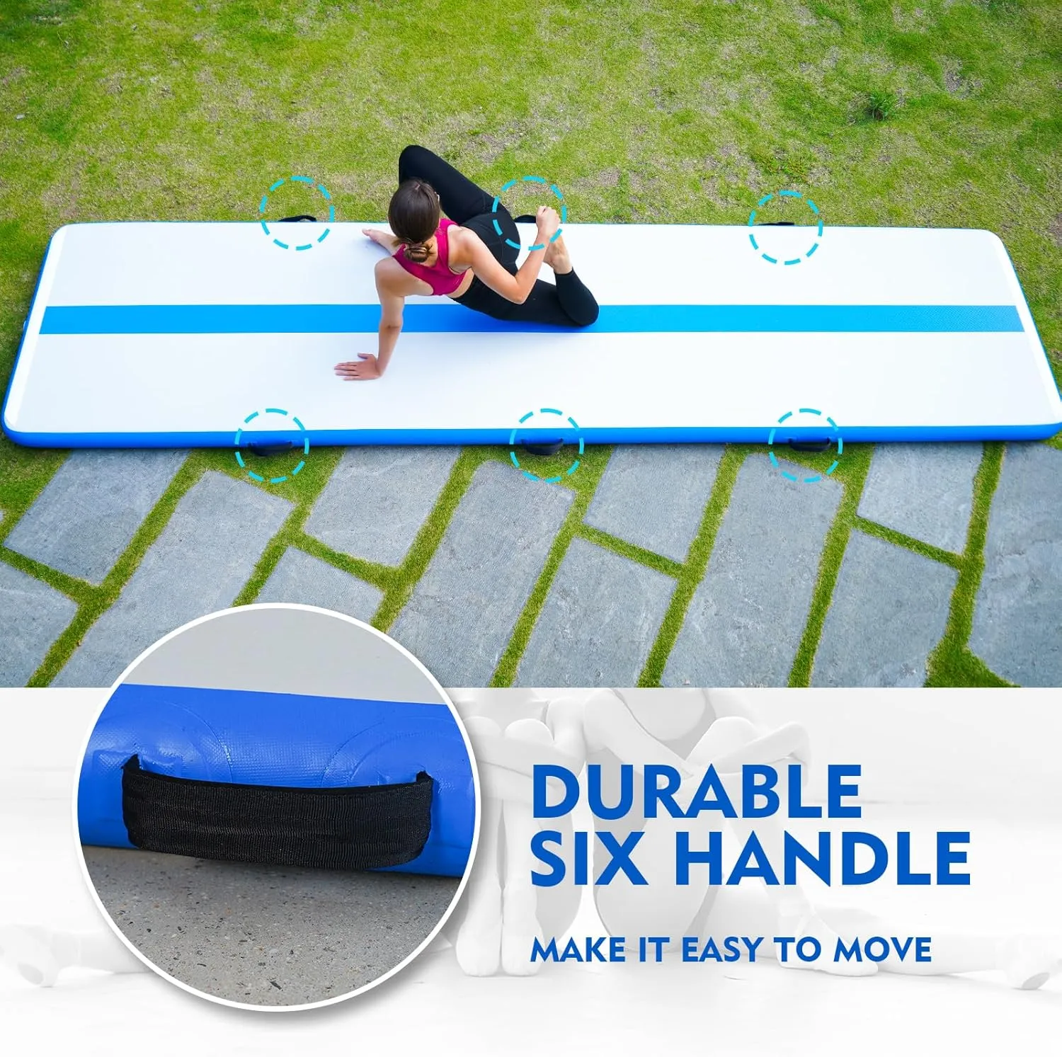 FunWater Inflatable Gymnastics Mat 10ft/13ft Tumble Track Tumbling Mat 4in Thick Gymnastic Mats for Kids with Electric Pump for Home Use/Training/Cheerleading/Gym/Yoga