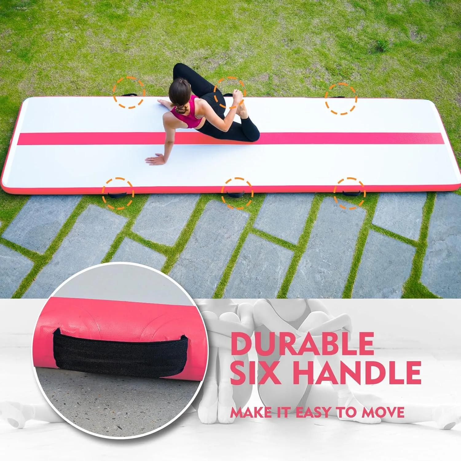 FunWater Inflatable Gymnastics Mat 10ft/13ft Tumble Track Tumbling Mat 4in Thick Gymnastic Mats for Kids with Electric Pump for Home Use/Training/Cheerleading/Gym/Yoga