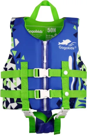 Gogokids Kids Swim Vest, Toddler Floaties for Boys Girls 20-70 Pounds Float Jacket with Adjustable Safety Strap, Buoyancy Pool Floation Trainer Vest Learn to Swim for Children 1-9 Years