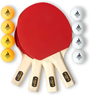 JOOLA Premium Table Tennis Set - 4 Regulation Ping Pong Paddles,Training Ping Pong Balls and Carrying Case - for Training and Recreational Play - Indoor and Outdoor Compatible