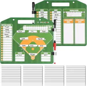 Magnetic Baseball Coach Clipboard, Dry Erase Lineup Board, Premium Tactical Baseball Coaching Board with 40 Lineup Cards, Dugout Display Softball Coaching Accessories - Green