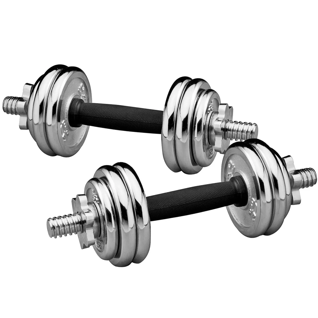 Pair of Adjustable Chrome Iron Dumbbell