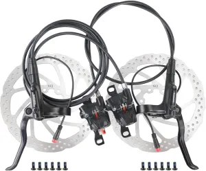 ShimanoOEM MT200 E-Bike Hydraulic Disc Brakes Set, New Upgrade 2-Pin 2-Piston Ebike Hydraulic Brakes Set with 160/180/203mm Rotors, Pre-Bled with Mineral Oil Ebike Hydraulic Brakes