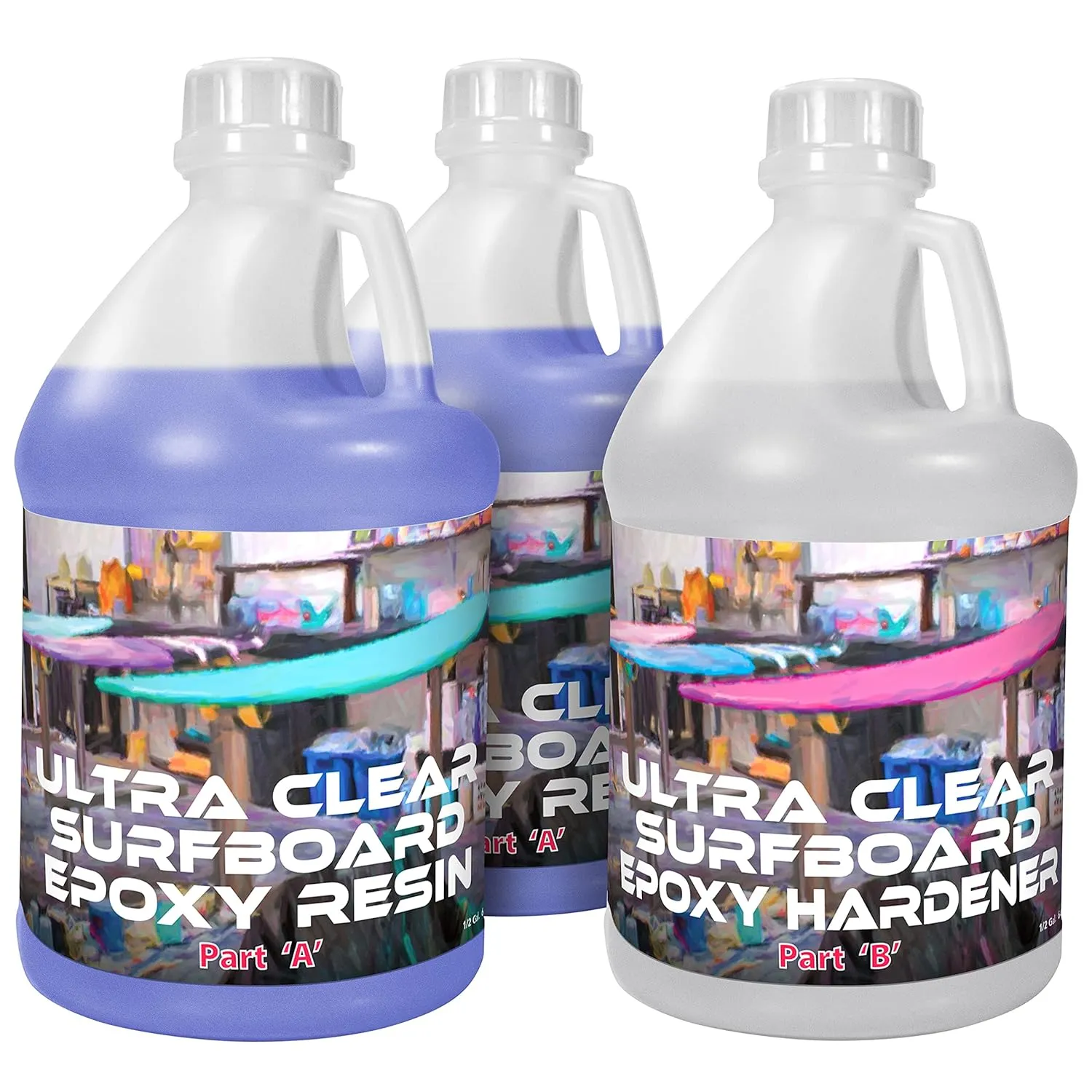 SOLAREZ Ultra-Clear Two-Part Surfboard Epoxy Resin 1.5 Gal Professional Laminating Resin ~ Perfect Sandability, Low Viscosity, High Gloss, 2 :1 Mix, Ultra-Clear, Optic High Durability, Made in the USA