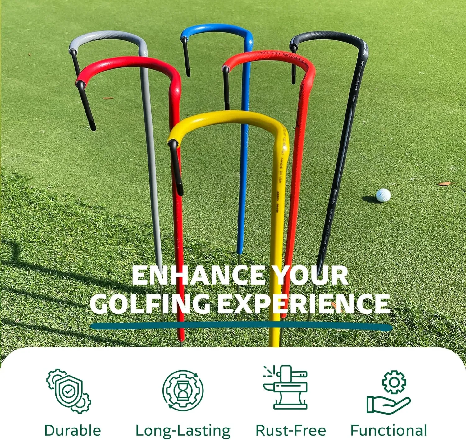 Stainless Steel Golf Club Stand. Made in The USA with Stainless Steel & Industrial Grade Vinyl coverings to Protect Your Clubs & Bag. Available in 6
