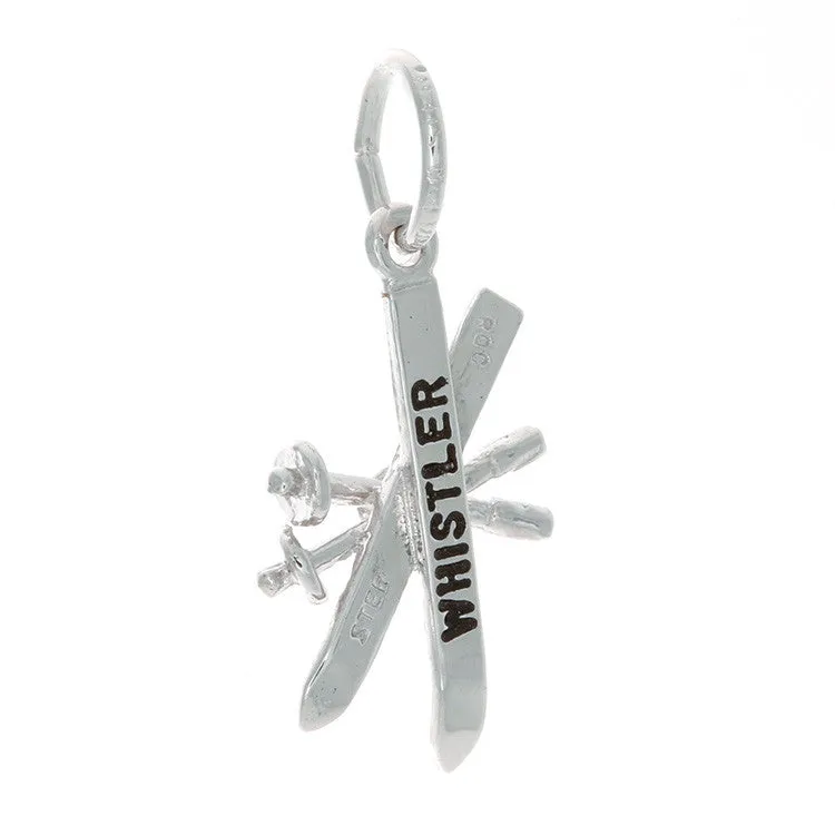 Sterling Silver Crossed Skis and Poles Charm