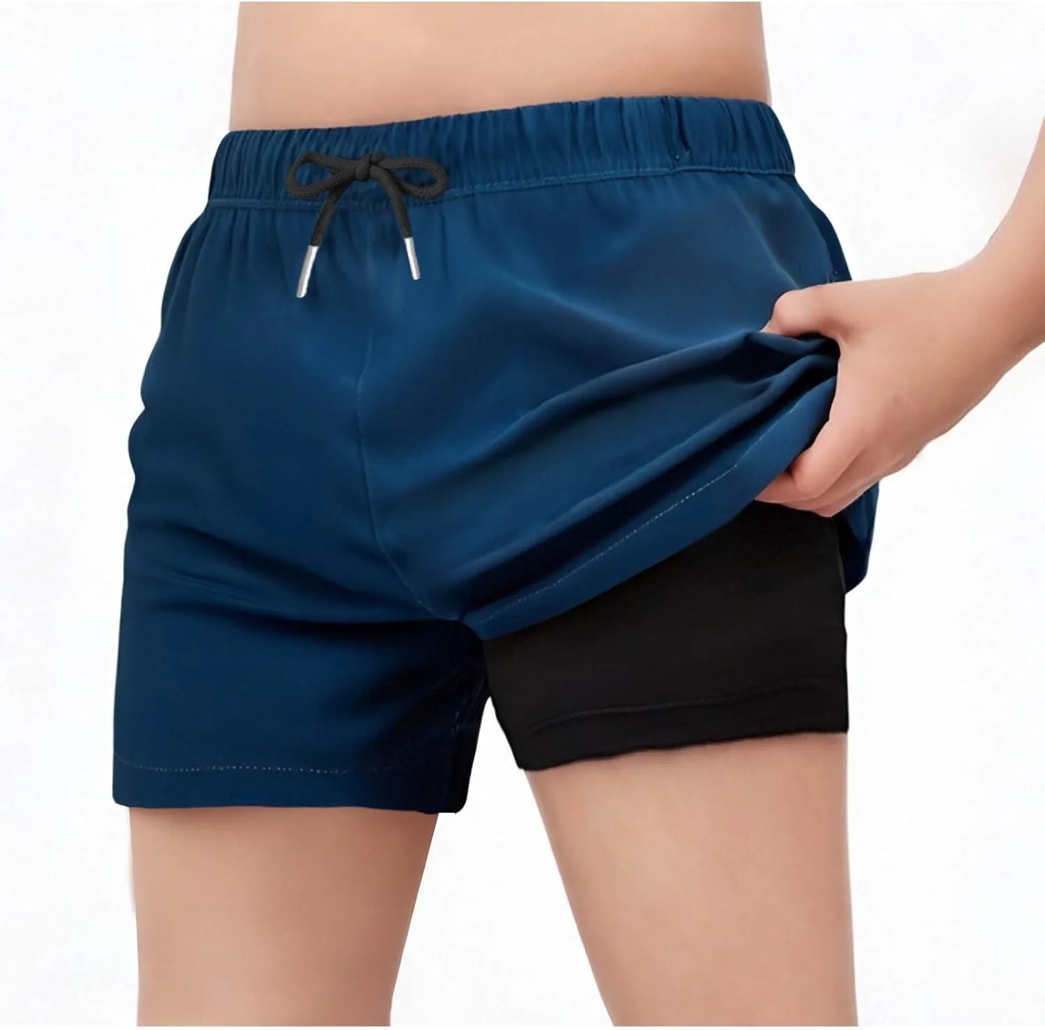 Swim Shorts for Girls Quick Dry High Waisted Trunks with Compression Liner Drawstring Beach Board Shorts Swim Bottoms