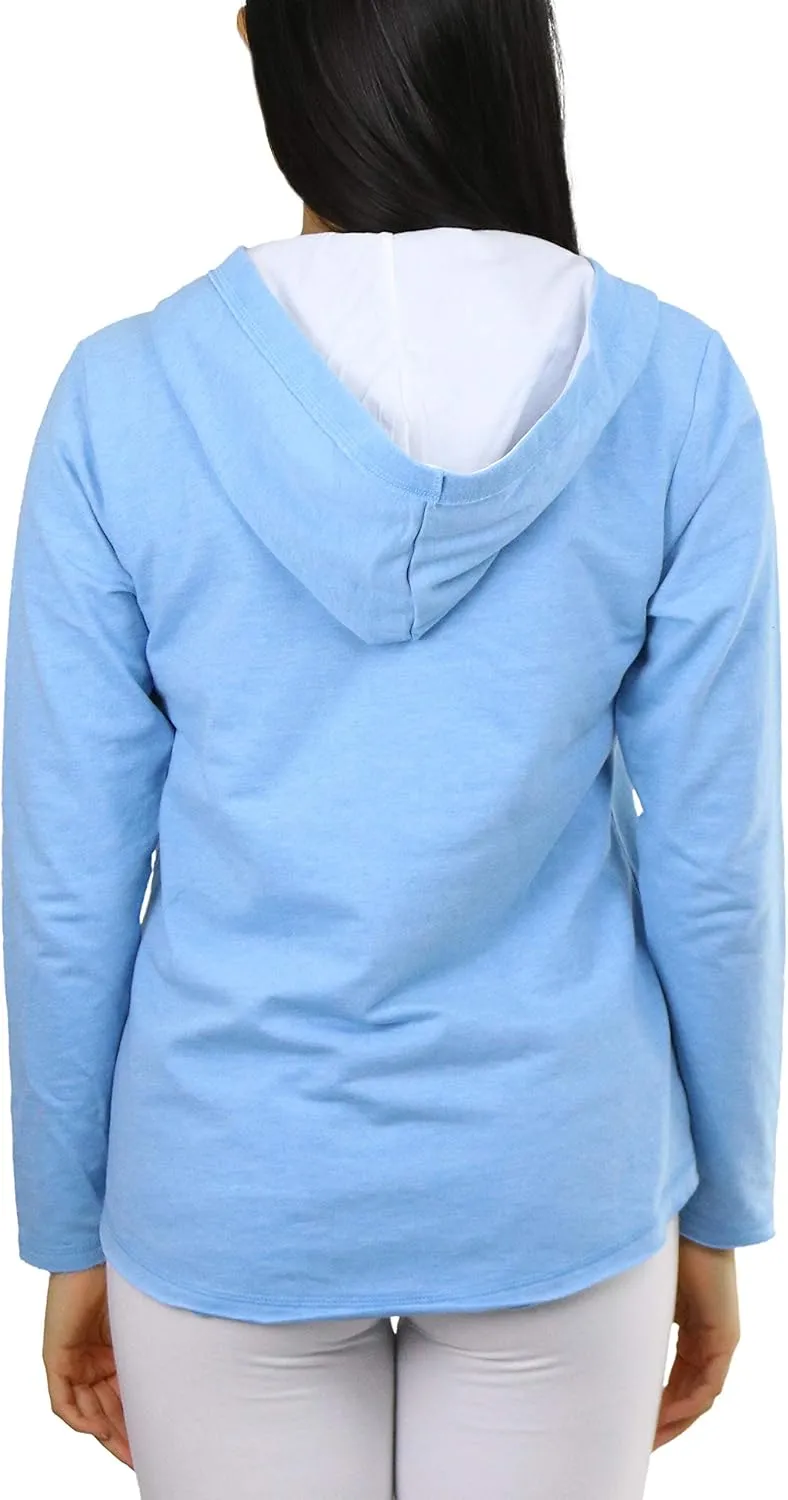 ToBeInStyle Women's Cotton Long Sleeve V-Neck Raw Edge Relaxed Fit Hoodie