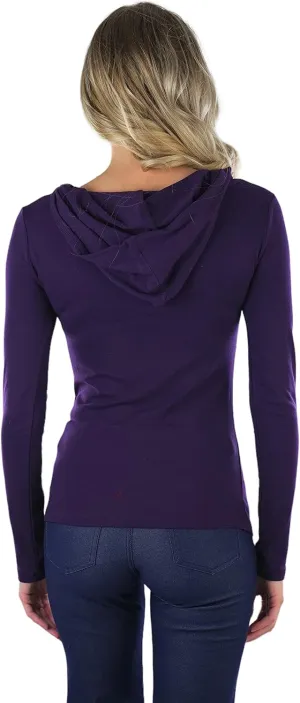 ToBeInStyle Women's Cotton Long Sleeve V-Neck Raw Edge Relaxed Fit Hoodie