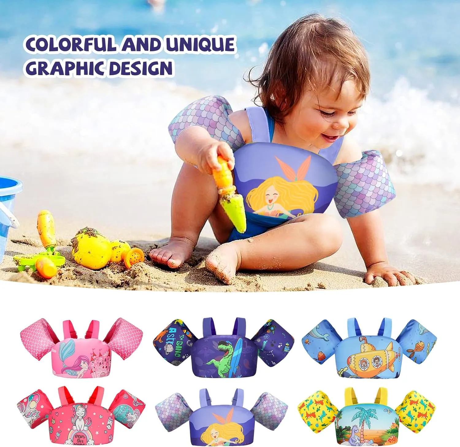 Toddler Swim Vest, Kids Floaties Jacket for 22-66 Pounds Boys & Girls, Puddle Vest for 2,3,4,5, 6 Years Old,Child Floaties for Learning to Swim and Training in The Swimming Pool