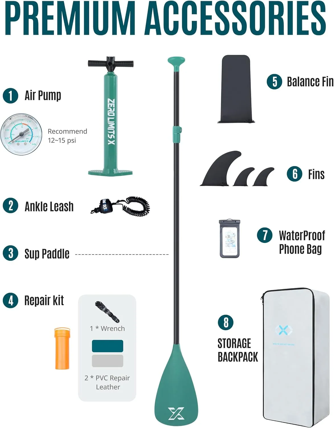 ZLX 10'6" Inflatable Stand Up Paddle Board, Extra Wide Stable Non-Slip Deck Pad, Unique Center Fin, Portable Paddleboard for Adults, Premium Blow Up Paddle Boards SUP for Beginners, All Skill Levels